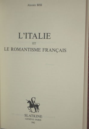 l'Italie et Le Romantisme Francais