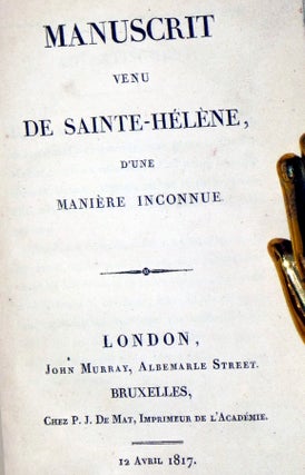 Manuscrit Venu De Sainte-Helene D'Une Maniere Inconnue