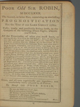 Item #005746 Poor Old Sir Robin, MDCCLXXX. The Second, or Latter Part, Containing an Everlasting...