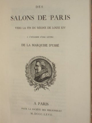 Des Salons De Paris Vers La Fin De La Regne Louis XVI a L'Occasion d'Une Lettre De La Marquise d'Usse