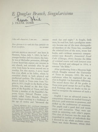 E. Douglas Branch, Singularisimo