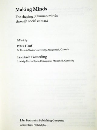 Making Minds; The Shaping of Human Minds Through Social Context