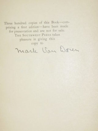 Finding Literature on the Texas Plains, with a Representative Bibliography of Books on the Southwest By J. Frank Dobie (Mark Van Doren's copy)