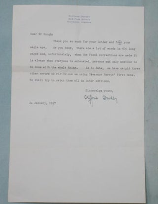 Item #014578 Typed Letter Signed, 1TLS on Author's Stationery to Tilghman Hough. Clifford Dowdey
