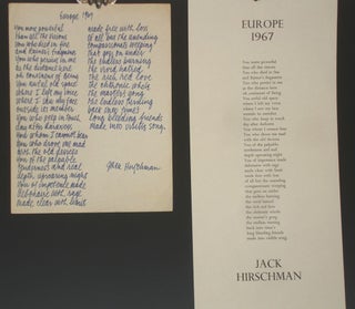 Item #014667 Europe 1967 (an Original Holograph poem). Jack Hirschman
