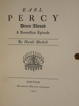 Earl Percy Dines Abroad, a Boswellian Episode