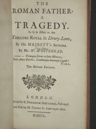 Item #015458 The Roman Father, a Tragedy. As it is Acted at the Theatre Royal in Drury-Lane By ...