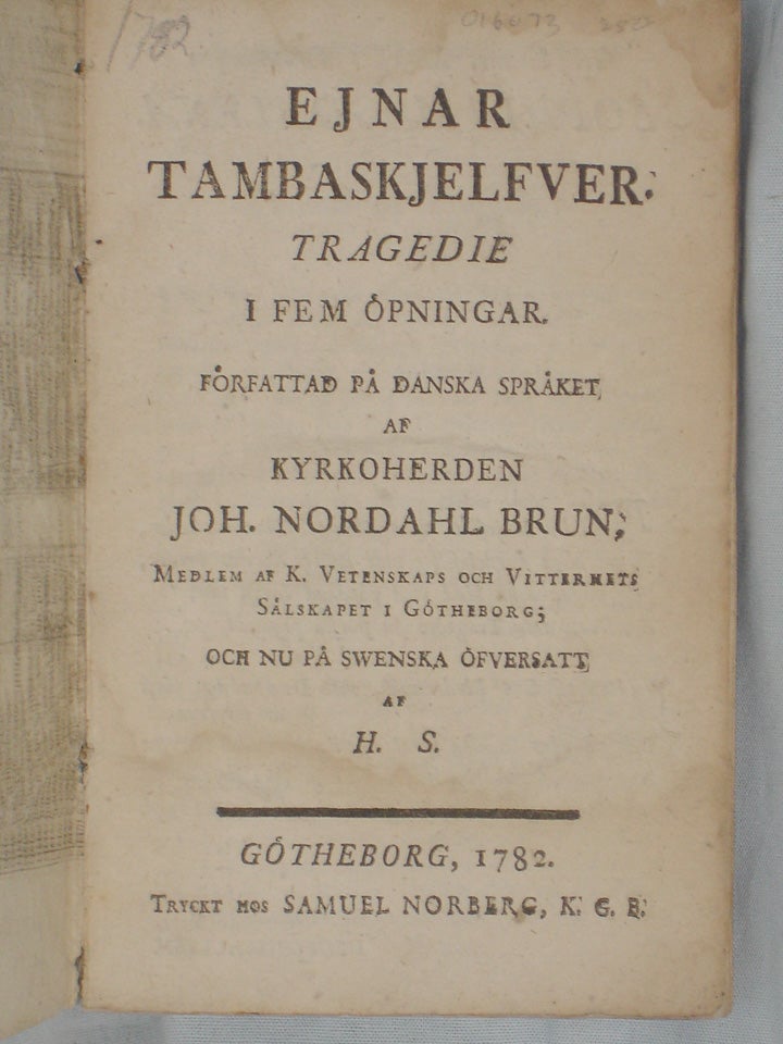 Item #016073 Ejnar Tambaskjelfver; Tragedie. Johan Nodahl Brun.