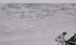 Rodeo Hall of Famer Dick Griffith on His horse leaping Over convertible (inscribed By Dick Griffith to Oscar Strobel)