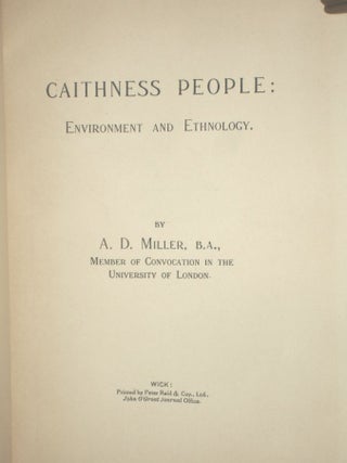 Caithness People; Environment and Ethnology