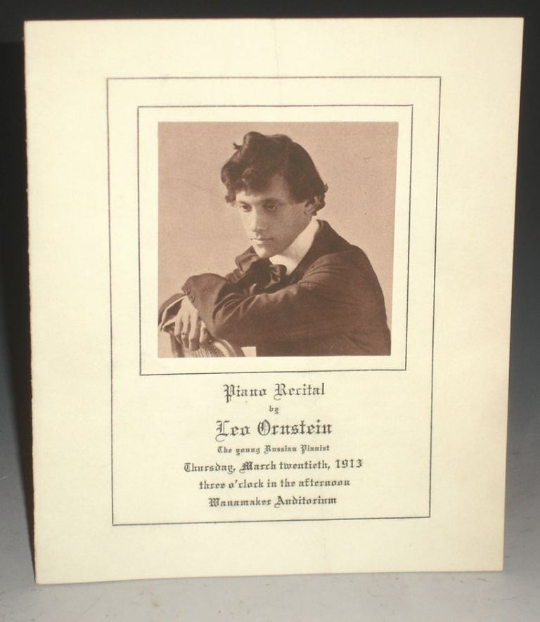 Item #016793 Piano Recital By Leo Ornstein, the Young Russian Pianist. Leo Ornstein.