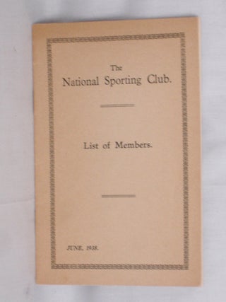 Item #018257 List of Members, 1938. National Sporting Club