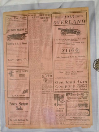 Full Page Automobile Ad: THE FRANKLIN WINS, Los Angeles to Phoenix Race, 1912