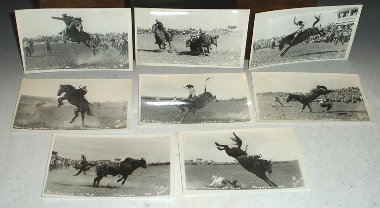 Item #018633 A Collection of Eight DeVere Live Rodeo Photo Postcards, Cheyenne, 1949. DeVere Helfrich.