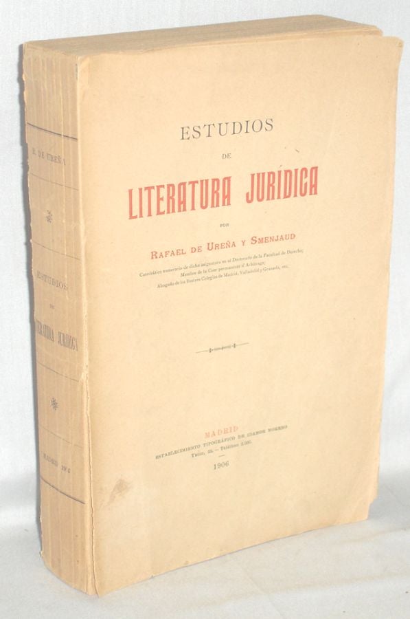 Item #018636 Estudios de Literatura Juridica. Don Rafael De Urena y. Smenjaud.