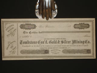 Item #018835 (Arizona) Tombstone Con'd. Gold & Silver Mining Company, Capital Stock Certificate