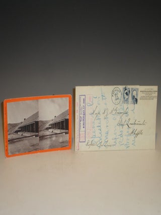 (Arizona Territory, Fort Whipple) Stereographic Card, Company Quarters, Circa 1877 and 1885 Territorial Postmark.