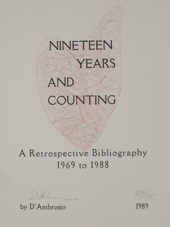 Item #019420 Nineteen Years and Counting, a Retrospective Bibliography 1969 to 1998. D'Ambrosio.
