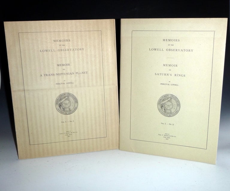 Item #019586 Memoirs of the Lowell Observatory: Memoir on a trans-Neptunian Planet and Memoir on Saturn's Rings [Two Volumes]. Percival Lowell.
