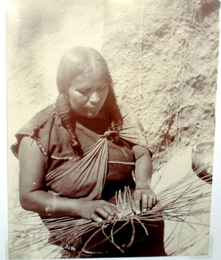 Item #021458 Woman of Oraibi Weaving a Basket Tray. Charles Chester Pierce
