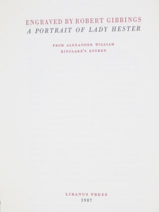 A Portrait of Lady Hester. From Alexander William Kinglake's Eothen