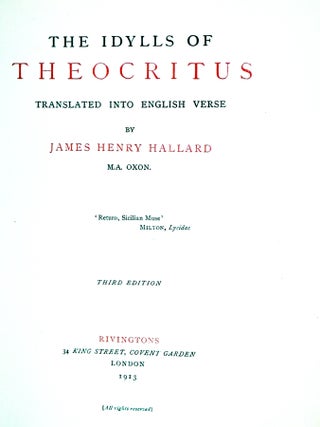 The Idylls of Theocritus