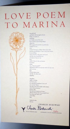 Item #022663 Love Poem to Marina [Broadside]. Charles Bukowski