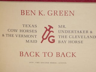 Back to Back, Texas, Cow Horses, and the Vermont Maid, with Mr. Undertaker and the Cleveland Bay Horse