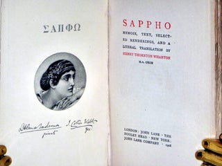 Sappho Memoir, Text, Selected Renderings and a Literal Translation By Wharton.