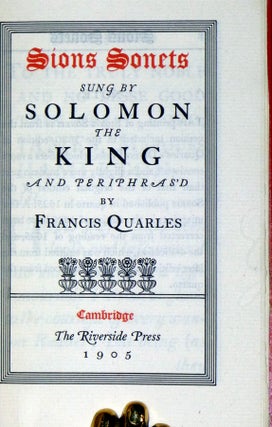 Sions Sonets Sung By Solomon the King and Periphras'd