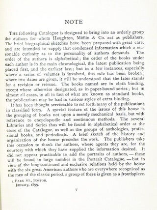 A Catalogue of Authors Whose Works are Published By Houghton, Mifflin and Co.