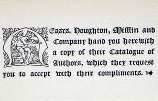 A Catalogue of Authors Whose Works are Published By Houghton, Mifflin and Co.