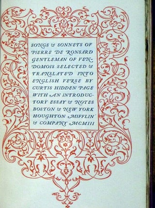 Songs and Sonnets of Pierre De Ronsard, Gentleman of V