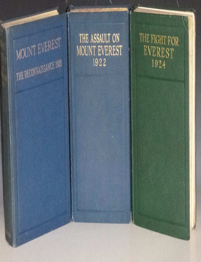 Item #023406 Mount Everest, The Reconnaissance 1921 (First American); The Assault on Mount Everest 1922 First American, 2nd Impression, and The Fight for Everest 1924 (First edition). Lieut.-Col. C. K. Howard-Bury, Brig-Gen C. G. Bruce, Lieut.-Col. E. F. Norton.