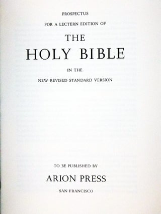 The Holy Bible in the New Revised Standard Version, A Lectern Edition Containing the Old and New Testaments with the Apocryphal or Deuterocanonical books