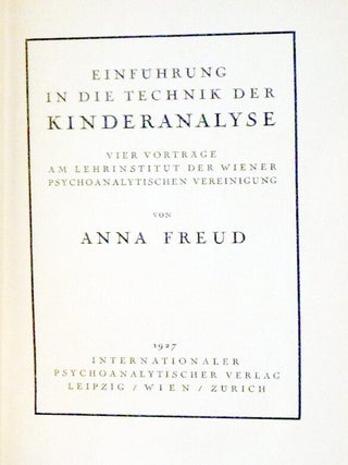 Einfuhrumg in Die Technik Der Kinderanalyse
