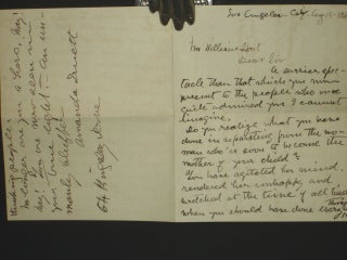 Item #025134 Letter from William S. Hart Estate re: Divorce and Unborn Baby (1922