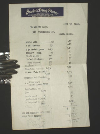 Letter from William S. Hart Estate re: Divorce and Unborn Baby (1922)