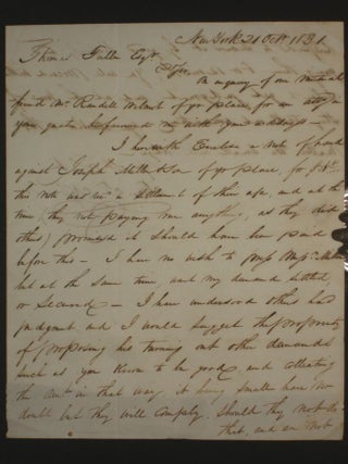 Item #025182 Thomas T. Kissam to Thomas Fuller, Two Page Autographed Letter Signed, Bethany,...