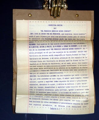 El Prodigio Mining Co., March 23, 1904 Autographed Document Signed with Carbon Copy [Spanish Translation]