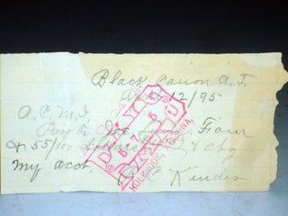 Item #025511 Handwritten Check from Black Canon [sic] (Black Canyon) , Arizona Territory , April...