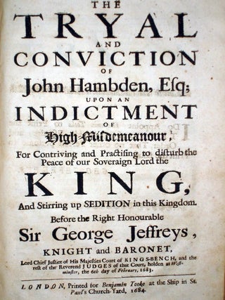 Tryal and Conviction of Sr. Sam Bernardison, Bart. For Highmisdemeanor at the Session of Nisi Privs, Holden at Guild- Hall, London .....Laurence Braddon and Hugh Speke...John Hambden.(Whiggish Plot, Three trials);.