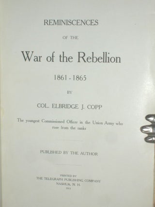 Reminiscenes of the War of the Rebellion, 1861-1865