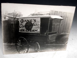 Item #026020 Photograph of Crane's Ice Cream Horse-drawn Wagon (circa. 1930). Harry B. Leopold