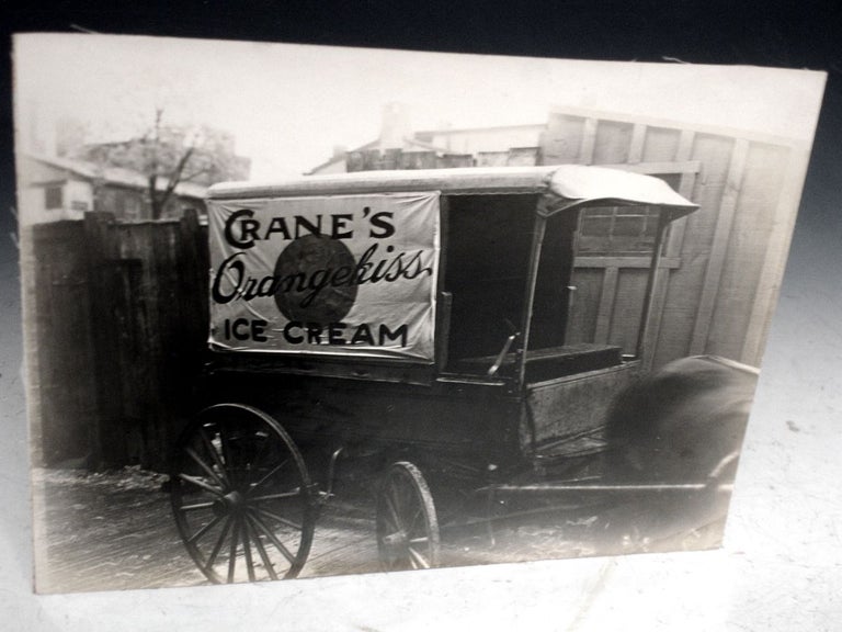 Item #026020 Photograph of Crane's Ice Cream Horse-drawn Wagon (circa. 1930). Harry B. Leopold.