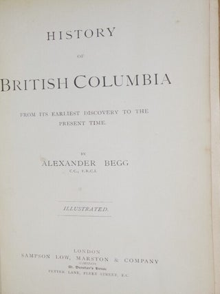 History of British Columbia from Its Earliest Discovery to the Present Time