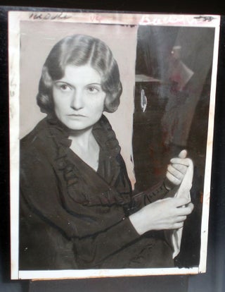 Photograph of Winnie Ruth Judd at Her Trial; with Photograph of Detectives Examing remains in Trunks