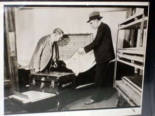 Photograph of Winnie Ruth Judd at Her Trial; with Photograph of Detectives Examing remains in Trunks
