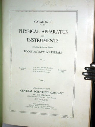 Physical Apparatus and Instruments, Catalog f No. 129-2