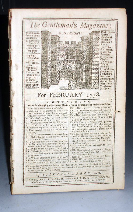 Item #026651 The Gentleman's Magazine for Feburary 1758. Sylvanus Urban.